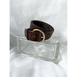VTG Womens Small Brown Genuine Leather Belt GAP USA SOLID BRASS BUCKLE